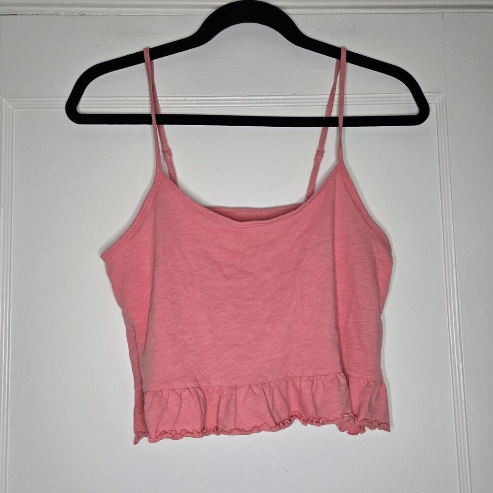 American Eagle Pink Camisole Womens S Ruffle Trim Adjustable Straps